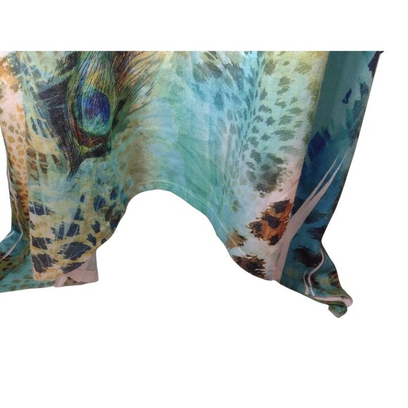 Cal Style Y2K Women's Peacock Fairy Knit Top M Boho Sharkbite Studded Artsy USA - Picture 5 of 7